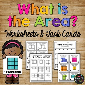 Preview of AREA Worksheets and Task Cards Square Units