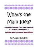 What is the Main Idea? Hands On! Worksheet Activities CCSS