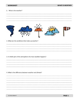 What is the Weather Worksheet | Distance Learning by Science Master