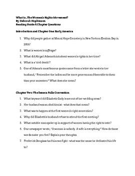 Preview of What is the Women's Rights Movement Chapter Questions, Comprehension Guide + KEY