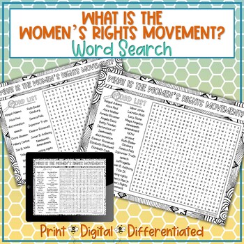 Preview of What is the Women's Rights Movement Word Search Puzzle Activity