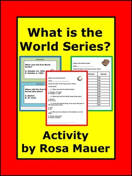 Preview of What is the World Series Baseball Comprehension Task Cards & Worksheet