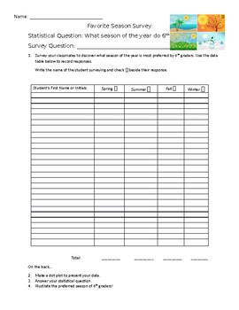 Preview of What is your favorite season? Practicing Statistics Class Survey