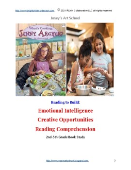 Preview of What's Cooking Jenny Archer Book Study 2nd-5th Grade Comprehension Vocab Art