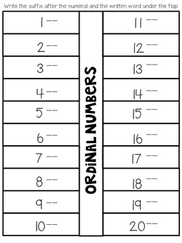 whats my number ordinal numbers practice 1 20 by mary keveren