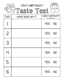 What #39 s My Snack? Taste Test Worksheet by Little Learning Lane
