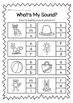 Beginning Sounds Printable Worksheet Pack - Kindergarten Phonics