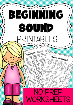 Preview of Beginning Sounds Printable Worksheet Pack - Kindergarten Phonics