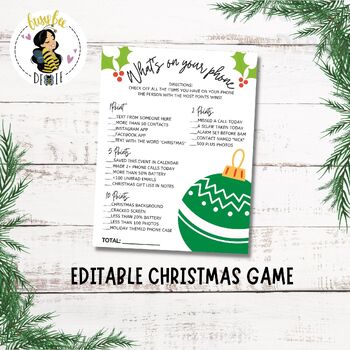 Preview of What's On Your Phone? Printable Christmas Game | Games for Staff Party of Class