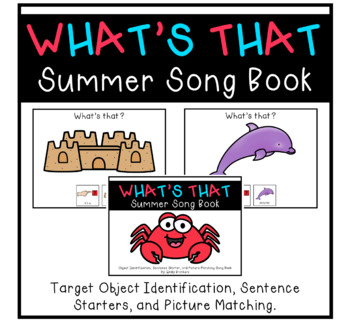 Preview of What's That: Summer Object ID and Sentence Starters Adapted Song Book