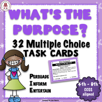 Preview of What's The Purpose? Multiple Choice Task Cards Using PIE