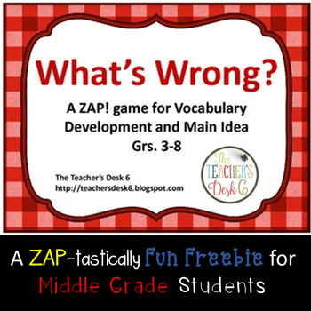 Preview of What's Wrong Zip ZAP Zop! Vocabulary and Main Idea Development