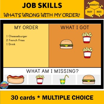 Preview of What's Wrong with my Order? Fast Food Job Skills- BOOM cards