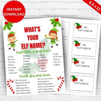 What's Your Elf Name Printable Sign Digital Instant Download Christmas ...