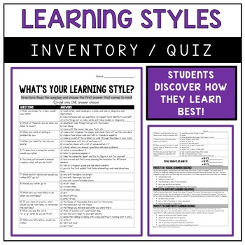 What S Your Learning Style Student Quiz Worksheet With Results Tpt
