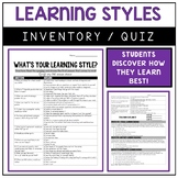 What's Your Learning Style- Student Quiz/Worksheet with Results