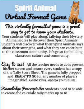What's Your Spirit Animal? Virtual Format Game by Much Better Than Yesterday
