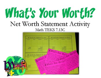 Preview of What's Your Worth? Net Worth Statement Activity 7.13C