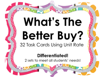 Preview of What's the Better Buy / Best Deal Unit Rate Math Task Cards
