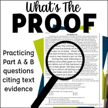 Preview of Text Evidence Part A Part B Questions Reading Comprehension State Test Prep