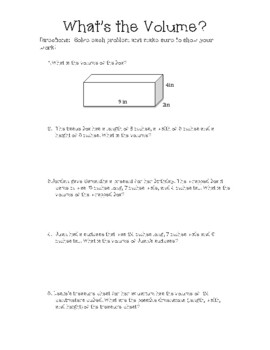 Preview of What's the Volume? Worksheet/Answer Key