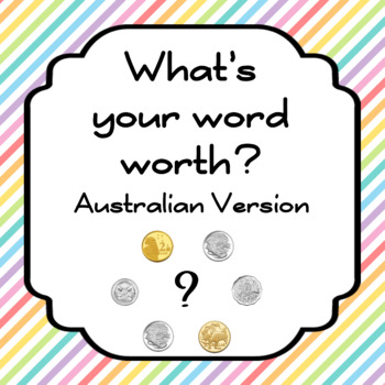 What's your word - money spelling activity (Australian )