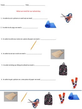 Preview of What supplies students need - differentiated worksheets