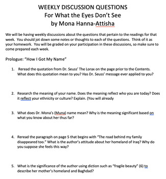 Preview of What the Eyes Don't See - Discussion Questions and Answer Key