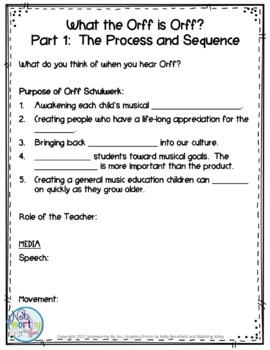 Preview of What the Orff is Orff? HANDOUT Part 1:  The Process and Sequence