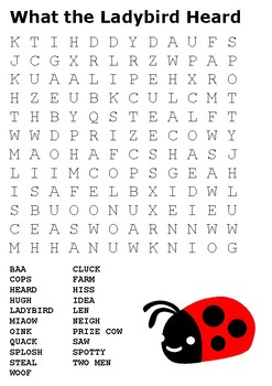 What the Ladybird Heard Word Search by Steven's Social Studies | TpT