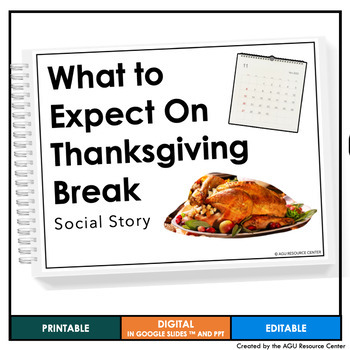 Preview of What to Expect on Thanksgiving Break Social Story | EDITABLE