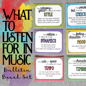 Preview of What to Listen for in Music Bulletin Board Set