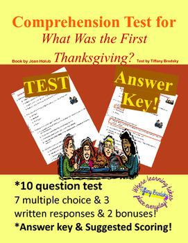 Preview of What was the First Thanksgiving? Comprehension Test