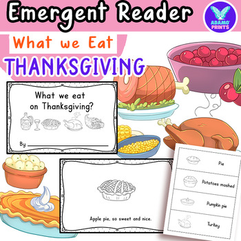 Preview of What we eat on Thanksgiving? Emergent Reader Vocabulary Activities NO PREP