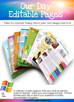 Preview of EYLF What we learned today-Editable Daily Pages