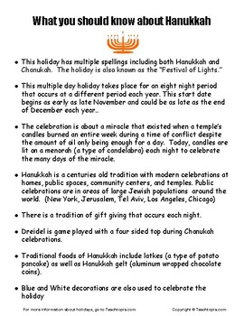 Preview of What you should know about Chanukah / Hannukah.    Jewish Holiday
