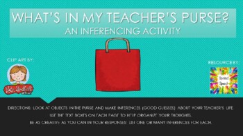 Preview of Whats In My Teacher's Bag/ What's In My Bag Inference Skills-Distance Learning