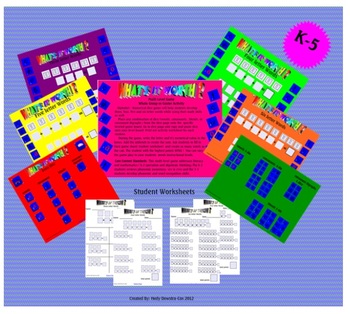 Preview of Math Game, What's It Worth Alphabet Numerical Dice Game Grades K - 5