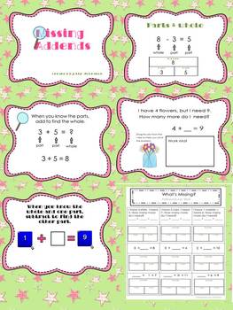 Preview of What's Missing? Missing Addends Smart Notebook & Activity Sheets