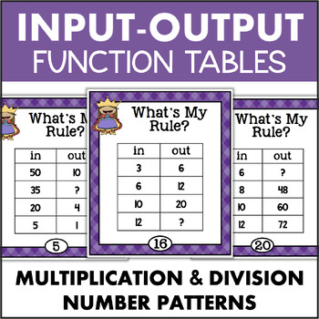 Preview of 3rd Grade Multiplication & Division Task Cards Input Output Function Tables