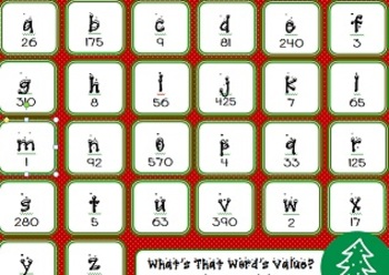 Preview of What's That Word's Value (Christmas Spelling/ Math Activity)