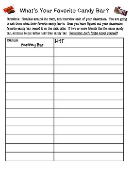 Preview of What's Your Favorite Candy Bar? - Engaging Activity & Recording Sheet (No Prep)