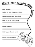 What's Your Favorite Video Game? Worksheet