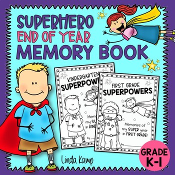 Preview of End of the Year Memory Book Superhero Theme Kindergarten First Grade