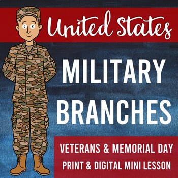 Preview of United States Branches of Military: Veterans Day Memorial Day Mini Lesson