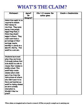 What's the Claim? Scaffolded Argument Opinion Writing Claims