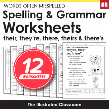 spelling grammar worksheets there homophones by the illustrated classroom