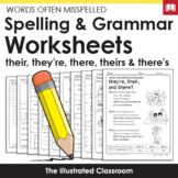 Spelling & Grammar Worksheets - "There" Homophones
