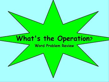 Preview of What's the Operation? Basic Word Problem Review