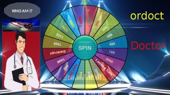 Preview of Wheel Game - Occupations Anagrams Play on Zoom with Class